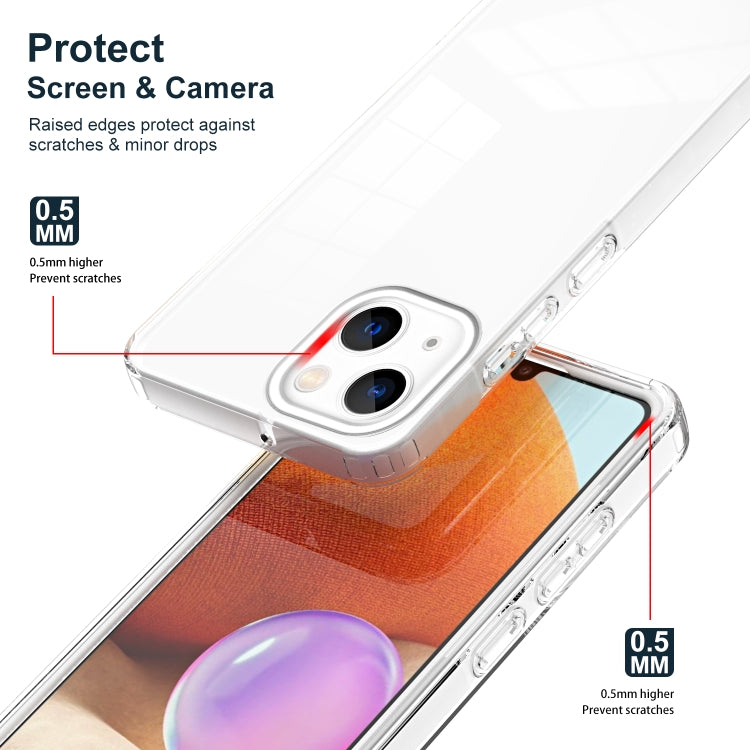 For iPhone 14 Plus 3 in 1 Clear TPU Color PC Frame Phone Case