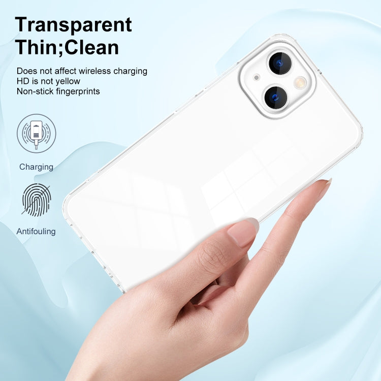 For iPhone 14 Plus 3 in 1 Clear TPU Color PC Frame Phone Case