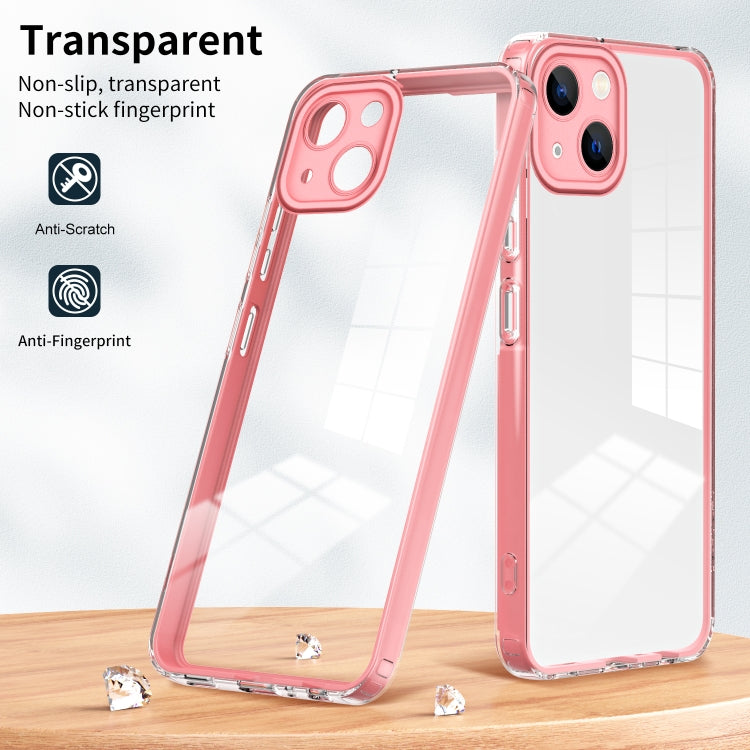 For iPhone 14 Plus 3 in 1 Clear TPU Color PC Frame Phone Case