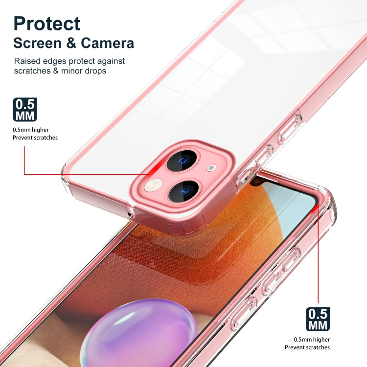 For iPhone 14 Plus 3 in 1 Clear TPU Color PC Frame Phone Case