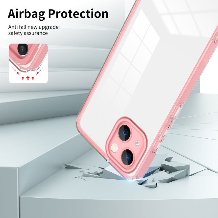 For iPhone 14 Plus 3 in 1 Clear TPU Color PC Frame Phone Case