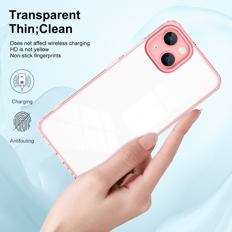 For iPhone 14 Plus 3 in 1 Clear TPU Color PC Frame Phone Case
