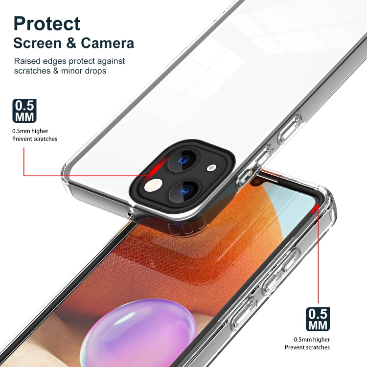 For iPhone 14 Plus 3 in 1 Clear TPU Color PC Frame Phone Case