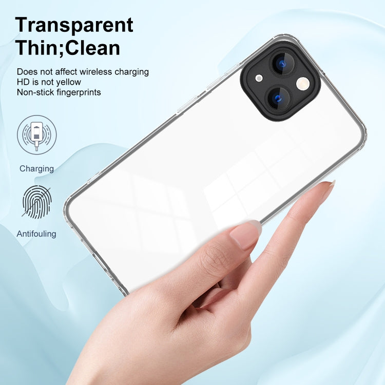 For iPhone 14 Plus 3 in 1 Clear TPU Color PC Frame Phone Case