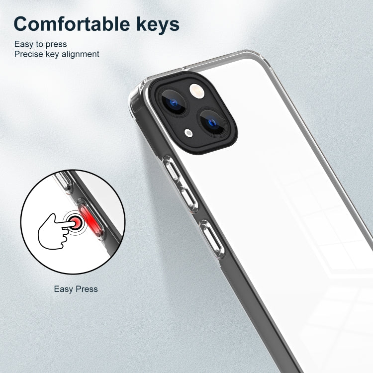 For iPhone 14 Plus 3 in 1 Clear TPU Color PC Frame Phone Case