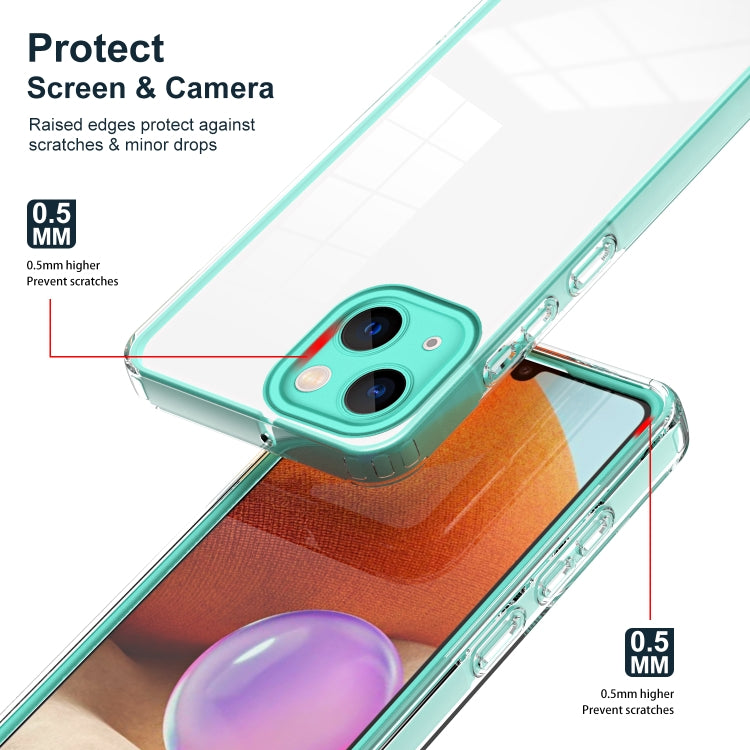 For iPhone 14 Plus 3 in 1 Clear TPU Color PC Frame Phone Case