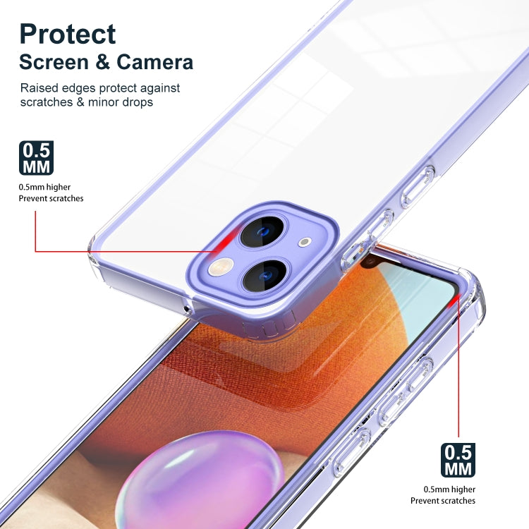 For iPhone 14 Plus 3 in 1 Clear TPU Color PC Frame Phone Case