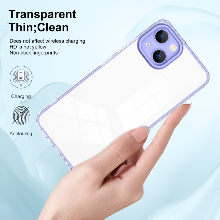 For iPhone 14 Plus 3 in 1 Clear TPU Color PC Frame Phone Case