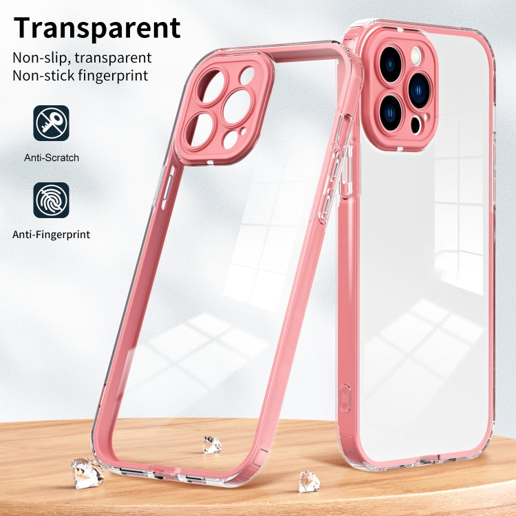 For iPhone 14 Pro 3 in 1 Clear TPU Color PC Frame Phone Case