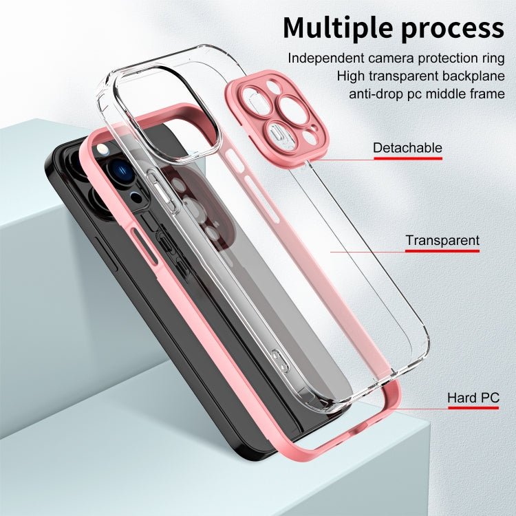 For iPhone 14 Pro 3 in 1 Clear TPU Color PC Frame Phone Case