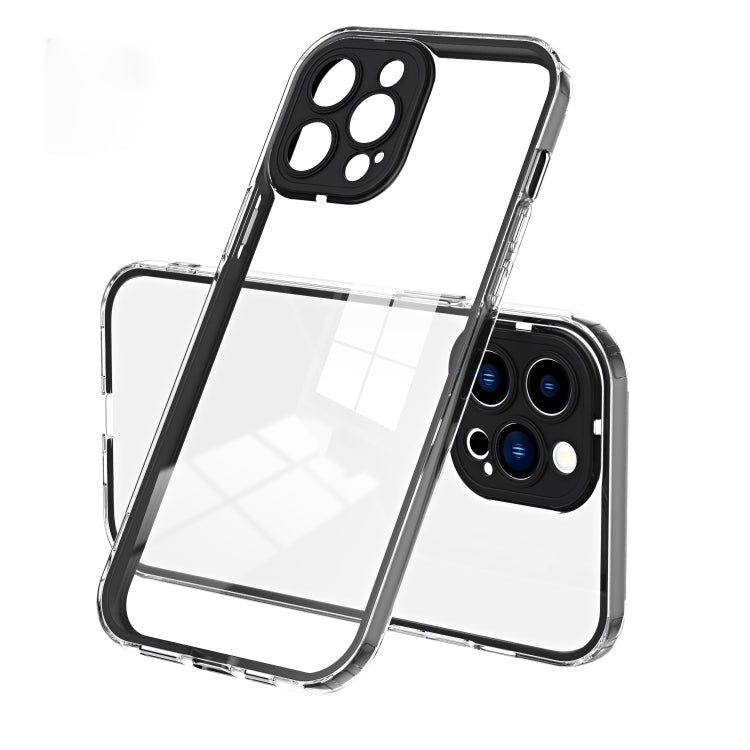 For iPhone 14 Pro 3 in 1 Clear TPU Color PC Frame Phone Case