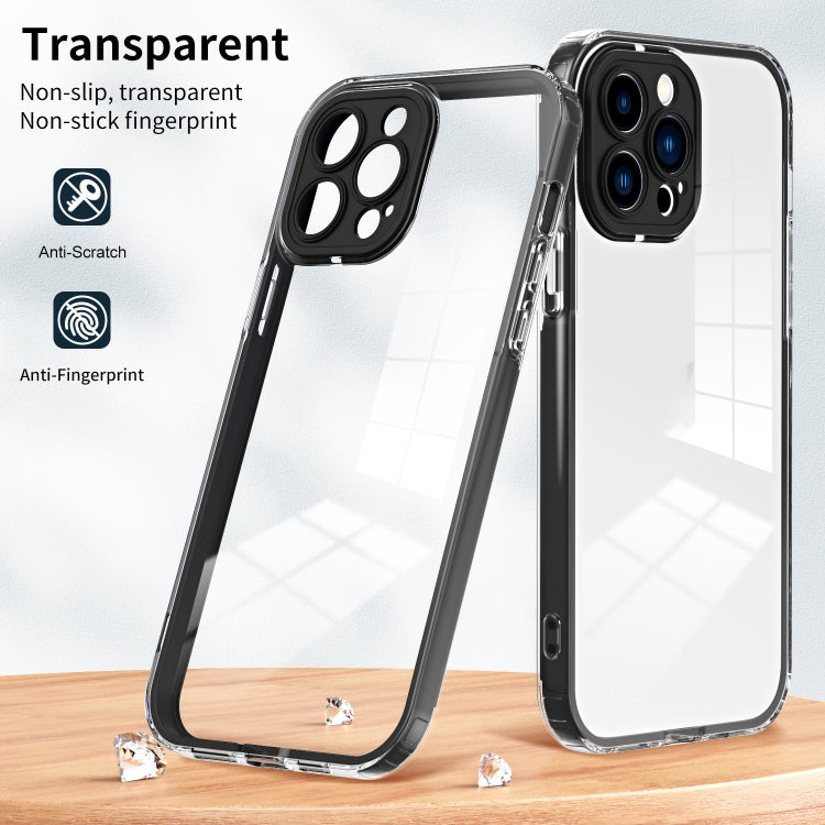 For iPhone 14 Pro 3 in 1 Clear TPU Color PC Frame Phone Case