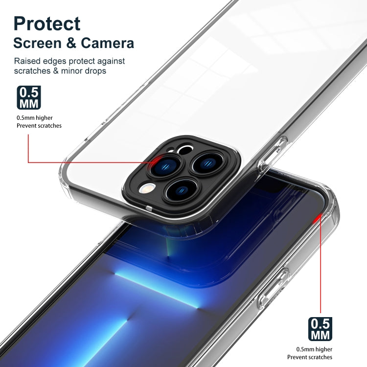 For iPhone 14 Pro 3 in 1 Clear TPU Color PC Frame Phone Case