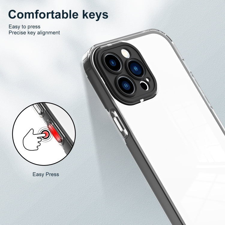 For iPhone 14 Pro 3 in 1 Clear TPU Color PC Frame Phone Case