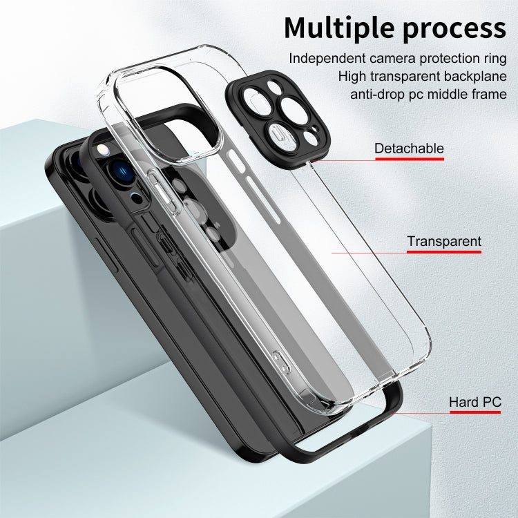 For iPhone 14 Pro 3 in 1 Clear TPU Color PC Frame Phone Case