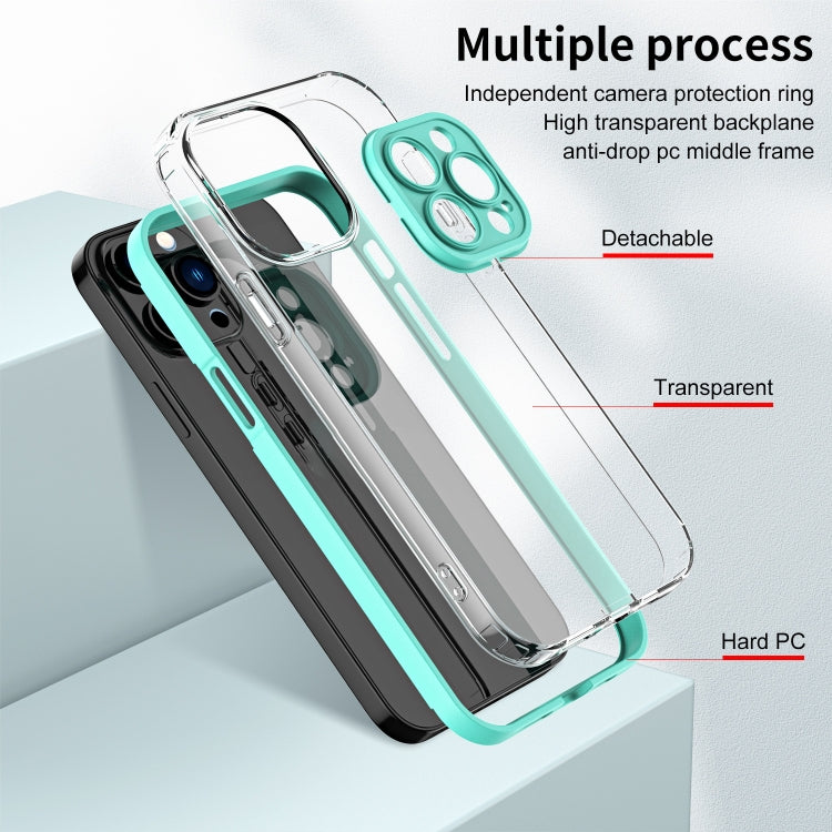 For iPhone 14 Pro 3 in 1 Clear TPU Color PC Frame Phone Case