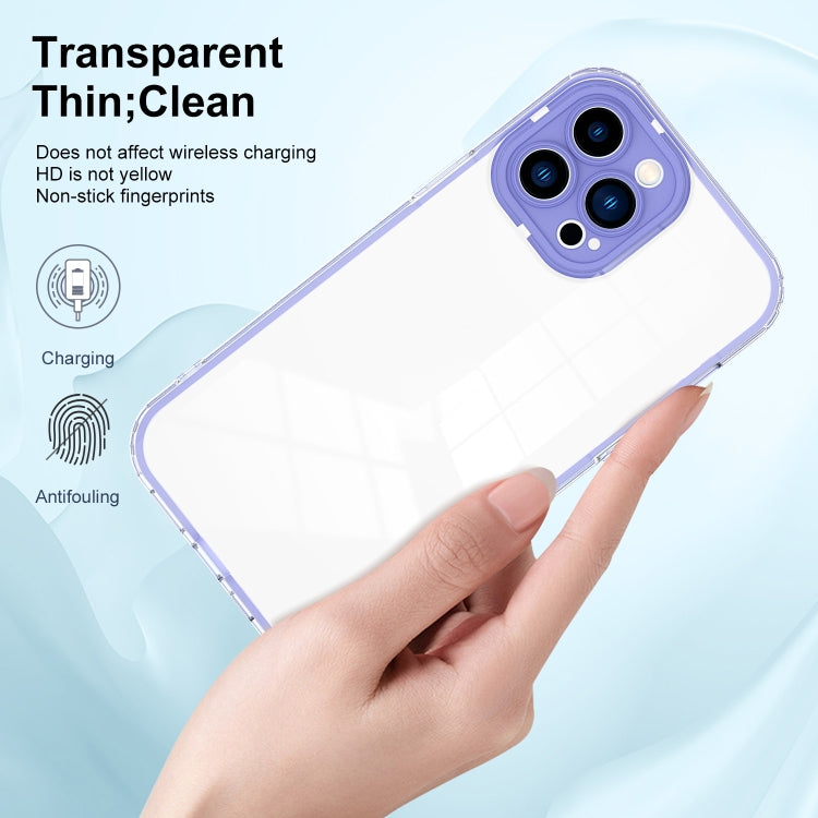 For iPhone 14 Pro 3 in 1 Clear TPU Color PC Frame Phone Case