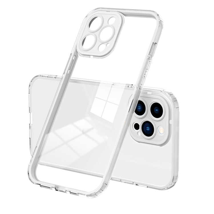 For iPhone 14 Pro Max 3 in 1 Clear TPU Color PC Frame Phone Case