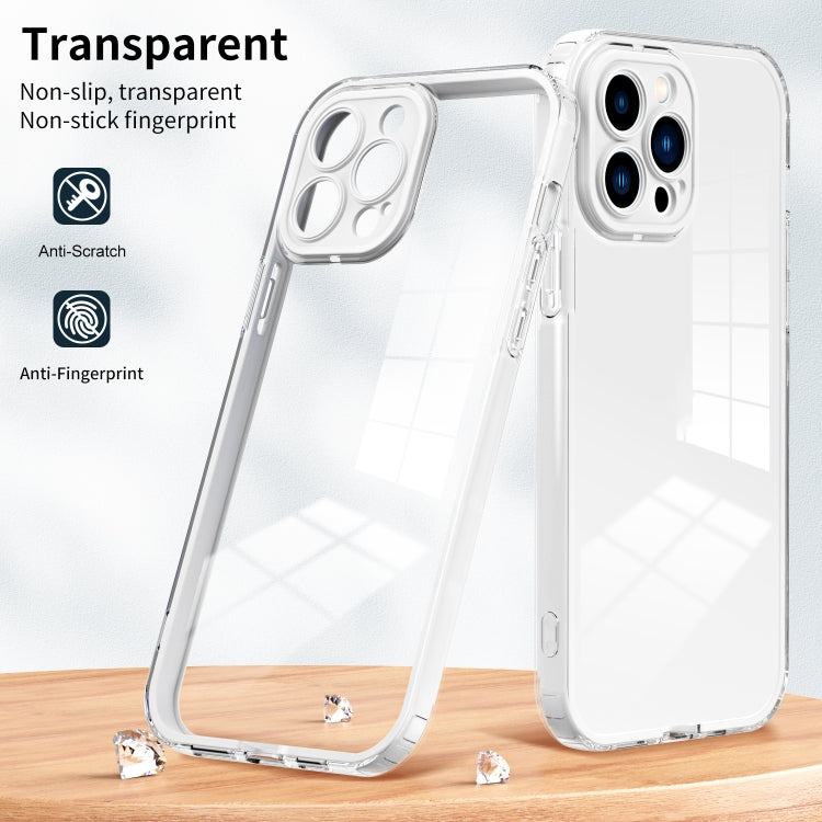 For iPhone 14 Pro Max 3 in 1 Clear TPU Color PC Frame Phone Case
