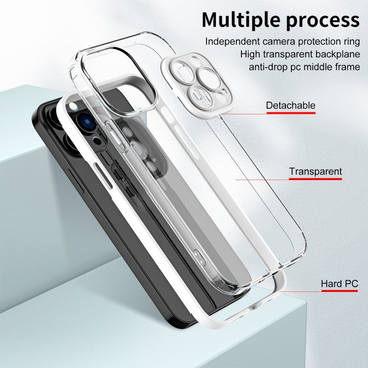 For iPhone 14 Pro Max 3 in 1 Clear TPU Color PC Frame Phone Case