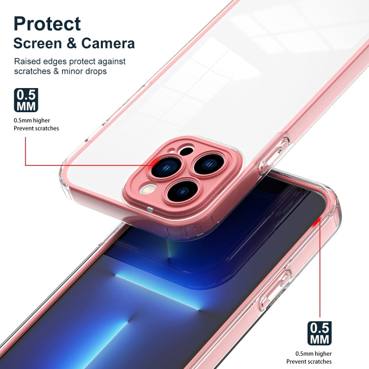 For iPhone 14 Pro Max 3 in 1 Clear TPU Color PC Frame Phone Case