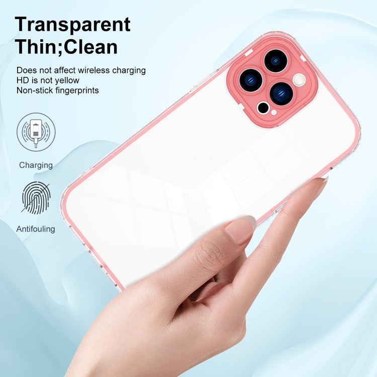 For iPhone 14 Pro Max 3 in 1 Clear TPU Color PC Frame Phone Case