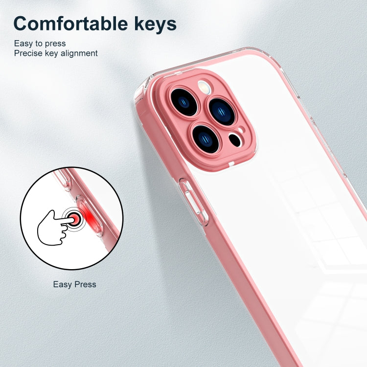 For iPhone 14 Pro Max 3 in 1 Clear TPU Color PC Frame Phone Case