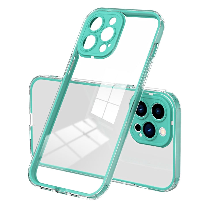 For iPhone 14 Pro Max 3 in 1 Clear TPU Color PC Frame Phone Case