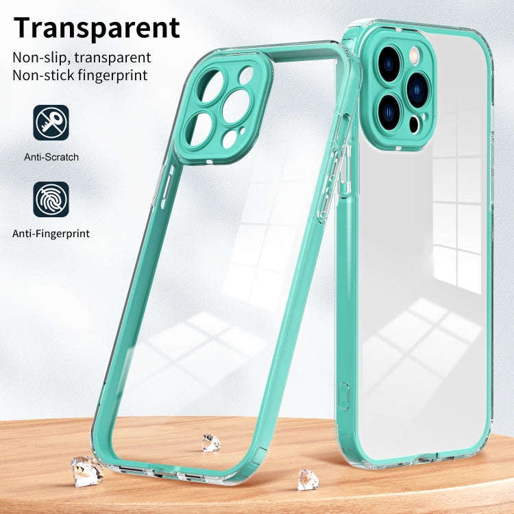 For iPhone 14 Pro Max 3 in 1 Clear TPU Color PC Frame Phone Case