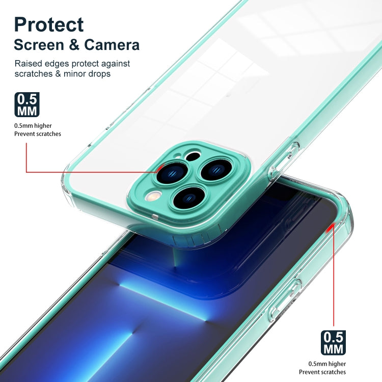 For iPhone 14 Pro Max 3 in 1 Clear TPU Color PC Frame Phone Case