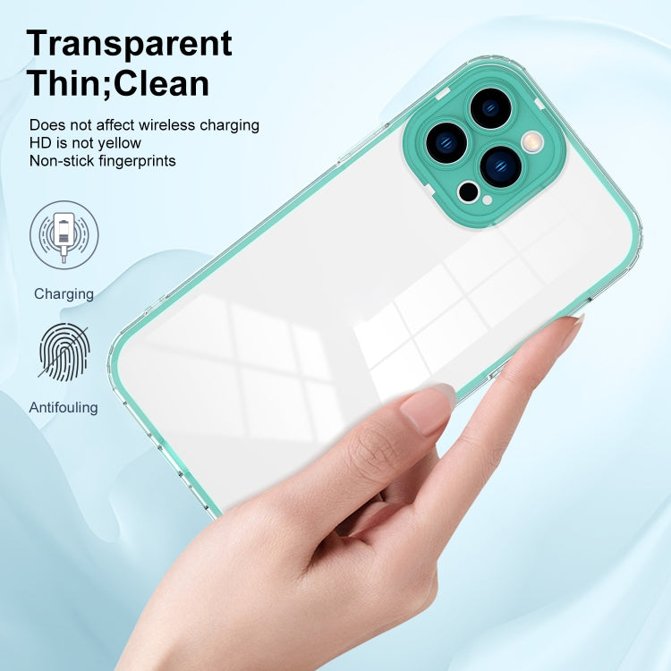 For iPhone 14 Pro Max 3 in 1 Clear TPU Color PC Frame Phone Case
