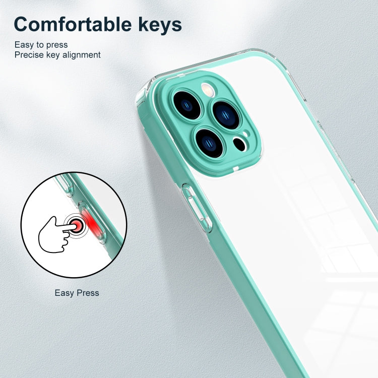 For iPhone 14 Pro Max 3 in 1 Clear TPU Color PC Frame Phone Case