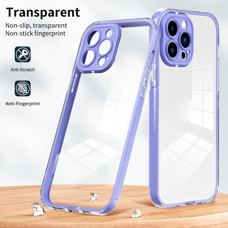 For iPhone 14 Pro Max 3 in 1 Clear TPU Color PC Frame Phone Case