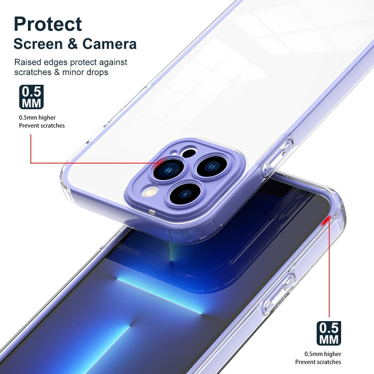 For iPhone 14 Pro Max 3 in 1 Clear TPU Color PC Frame Phone Case