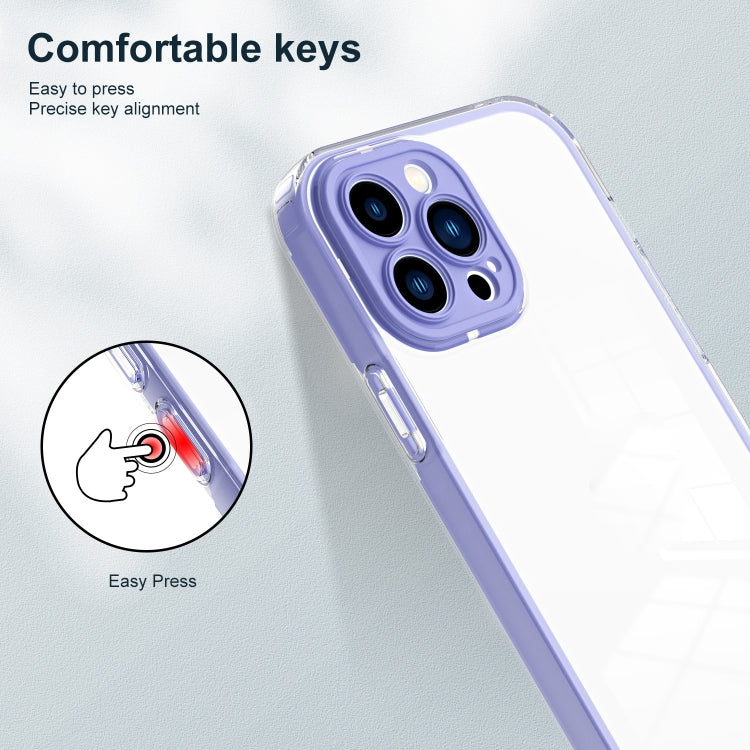 For iPhone 14 Pro Max 3 in 1 Clear TPU Color PC Frame Phone Case