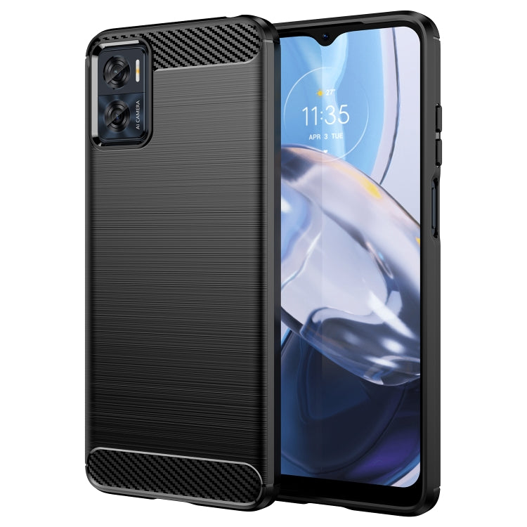 For MotorolaMoto E22 Brushed Texture Carbon Fiber TPU Phone Case
