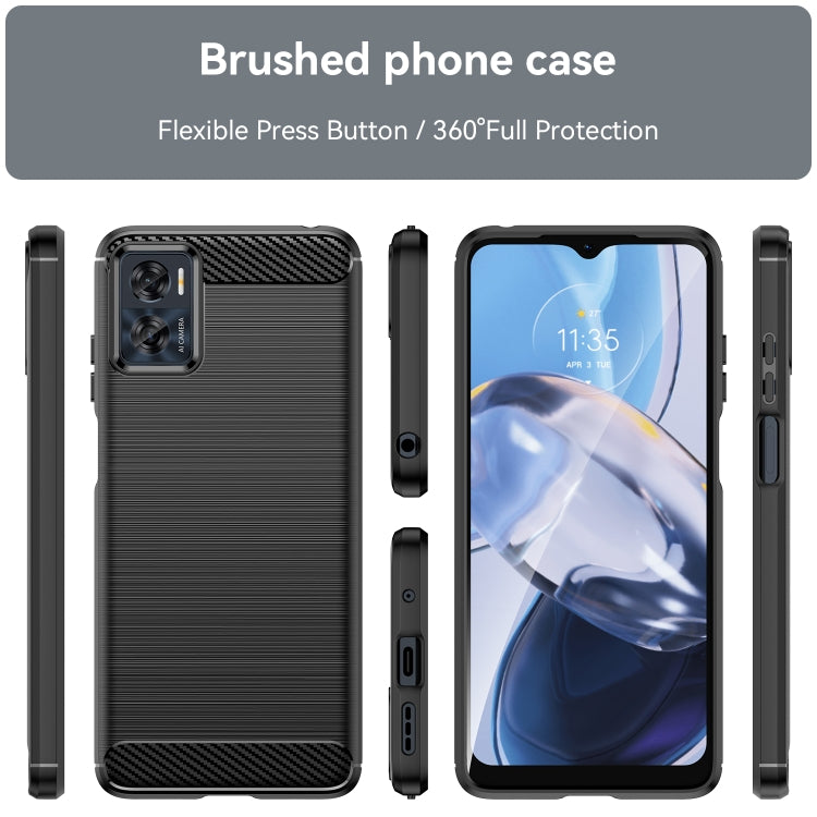 For MotorolaMoto E22 Brushed Texture Carbon Fiber TPU Phone Case