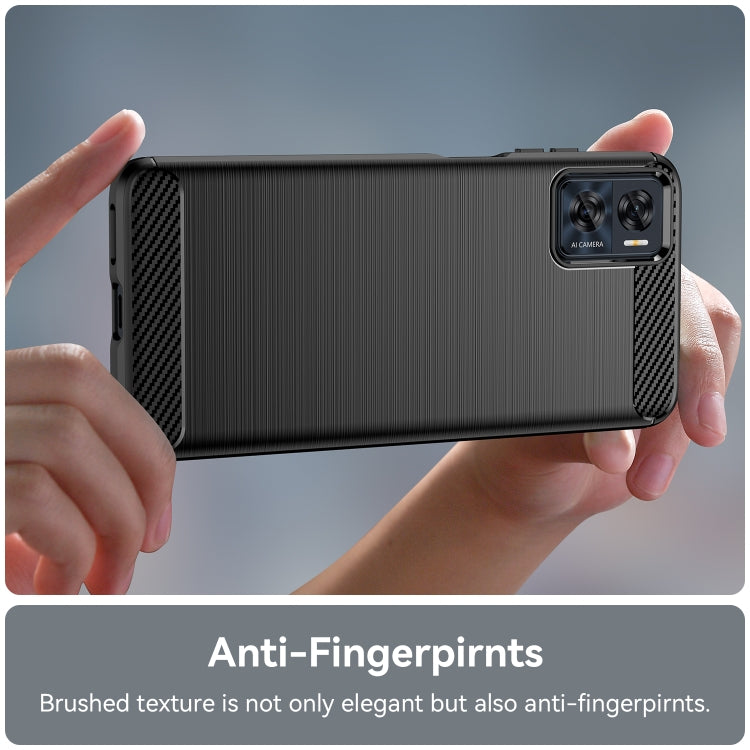 For MotorolaMoto E22 Brushed Texture Carbon Fiber TPU Phone Case