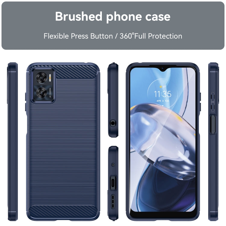 For MotorolaMoto E22 Brushed Texture Carbon Fiber TPU Phone Case