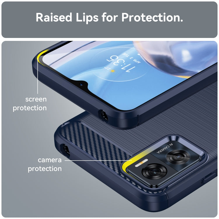 For MotorolaMoto E22 Brushed Texture Carbon Fiber TPU Phone Case