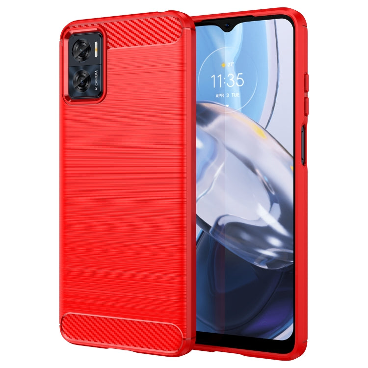 For MotorolaMoto E22 Brushed Texture Carbon Fiber TPU Phone Case