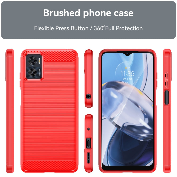 For MotorolaMoto E22 Brushed Texture Carbon Fiber TPU Phone Case