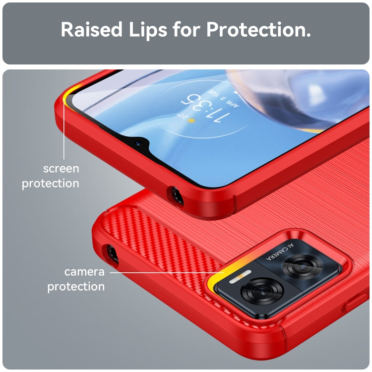 For MotorolaMoto E22 Brushed Texture Carbon Fiber TPU Phone Case