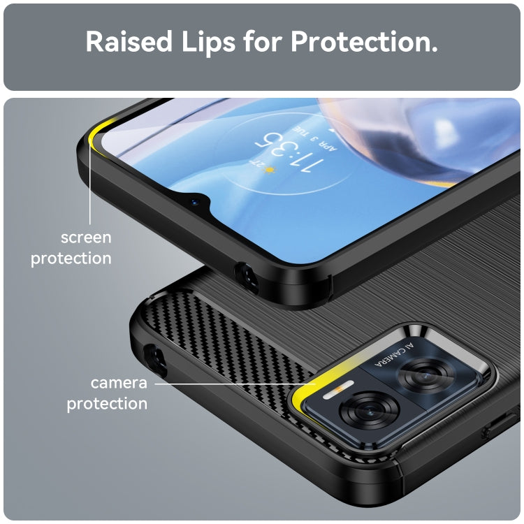 For Motorola Moto E22i Brushed Texture Carbon Fiber TPU Phone Case