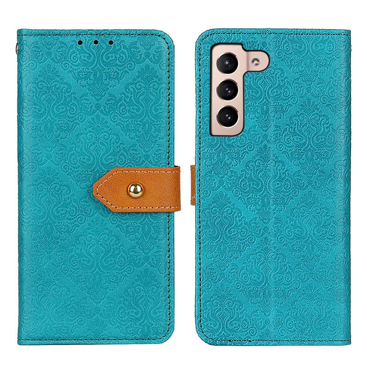 For Samsung Galaxy S23 5G European Floral Embossed Copper Buckle PU Phone Case