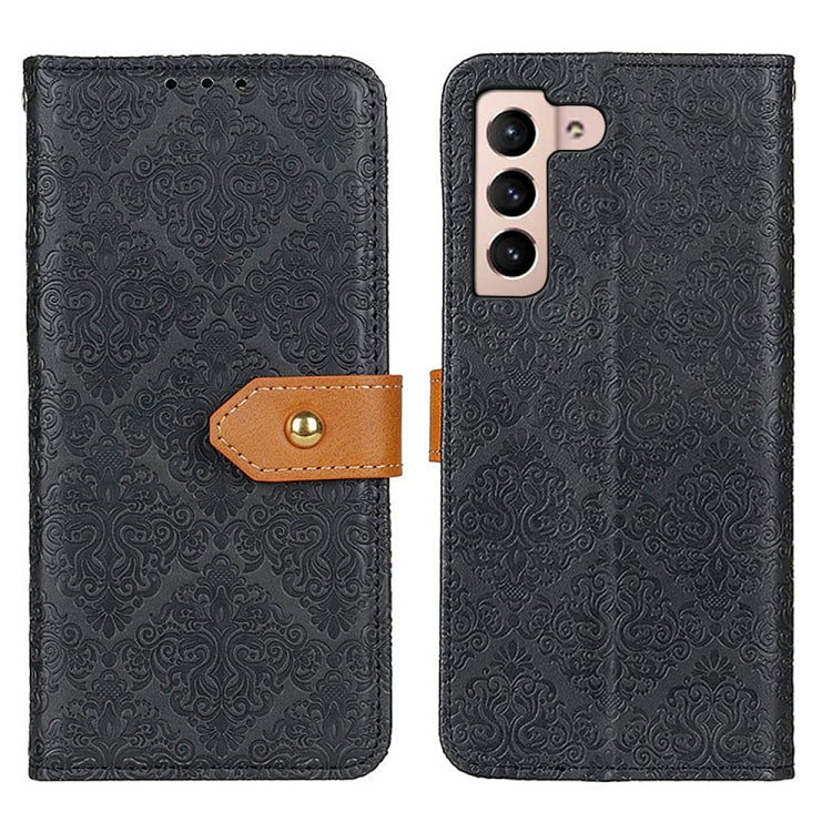 For Samsung Galaxy S23 5G European Floral Embossed Copper Buckle PU Phone Case