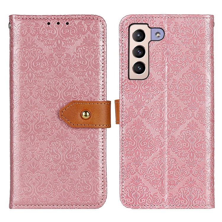 For Samsung Galaxy S23+ 5G European Floral Embossed Copper Buckle PU Phone Case