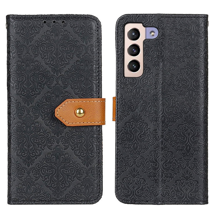 For Samsung Galaxy S23+ 5G European Floral Embossed Copper Buckle PU Phone Case