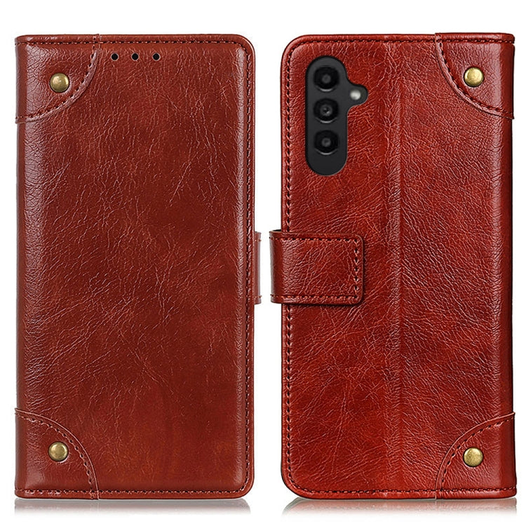 For Samsung Galaxy A14 5G Copper Buckle Nappa Texture Horizontal Flip Leather Phone Case