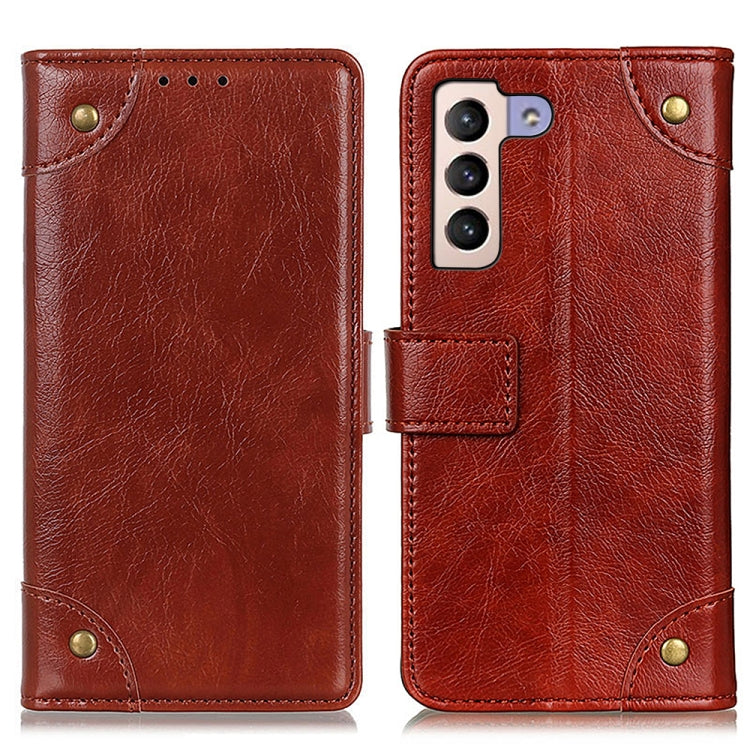 For Samsung Galaxy S23+ 5G Copper Buckle Nappa Texture Horizontal Flip Leather Phone Case